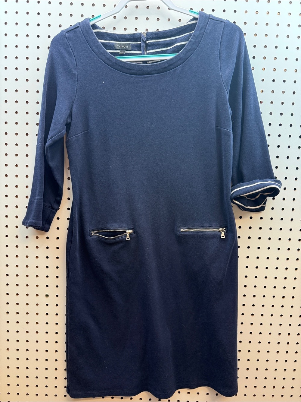 Talbots Navy Zip-Pocket Midi Dress